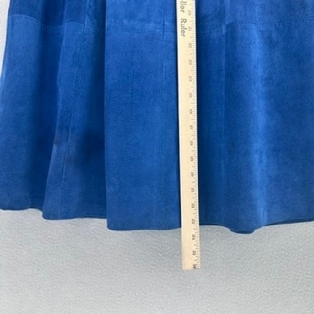 VTG Leathercraft Process Blue Suede Leather Midi Skirt High Waist 24" 1980s 80s - Picture 5 of 12